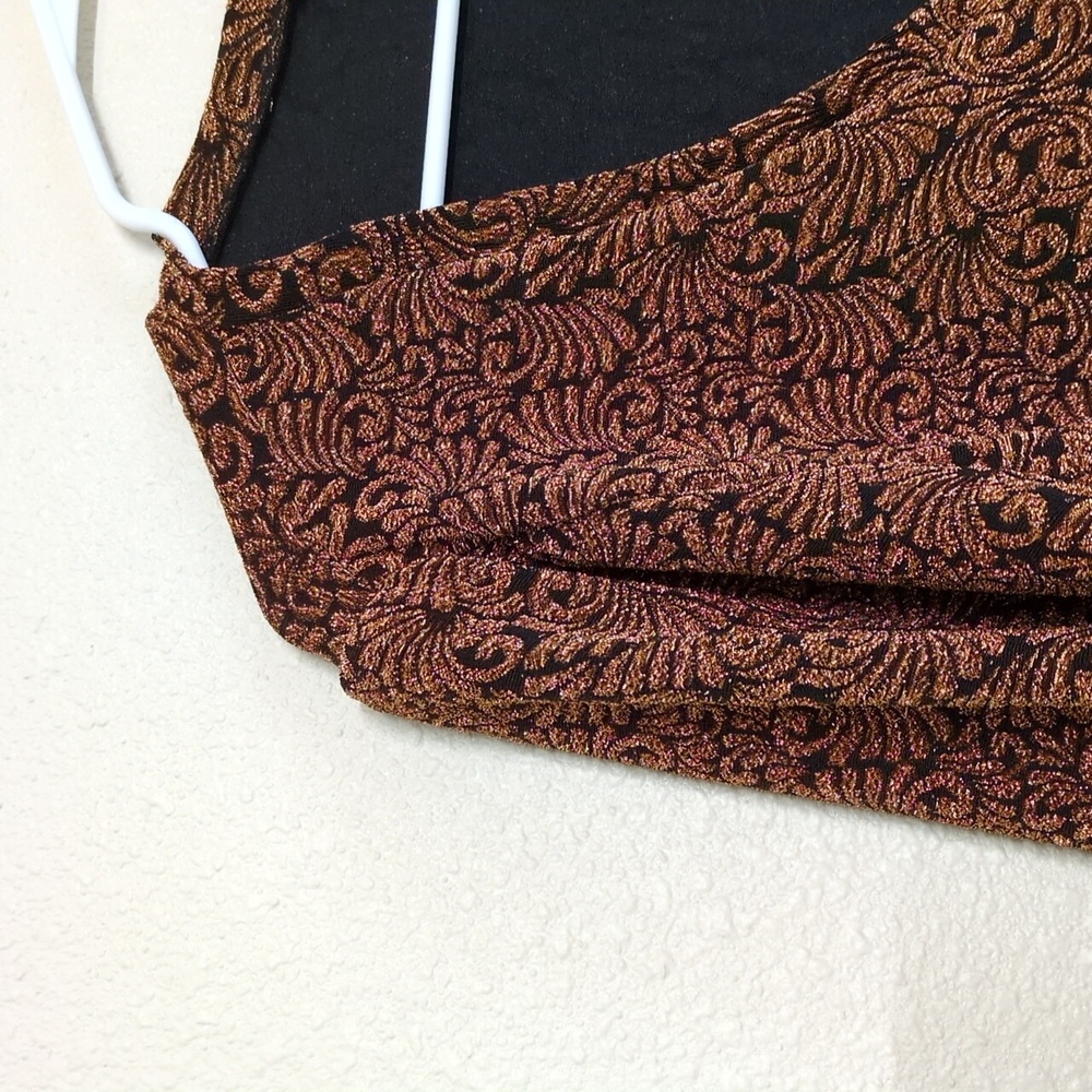 JohnPaulRichard Black and Gold Patterned Top Fall Colors Women's Size XL - Picture 3 of 9